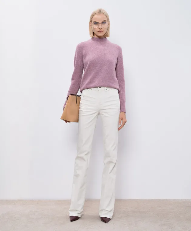 Agnona Maglia bordeaux in cashmere e seta con logo metallico K2081280F080L