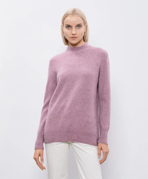 Agnona Maglia bordeaux in cashmere e seta con logo metallico K2081280F080L