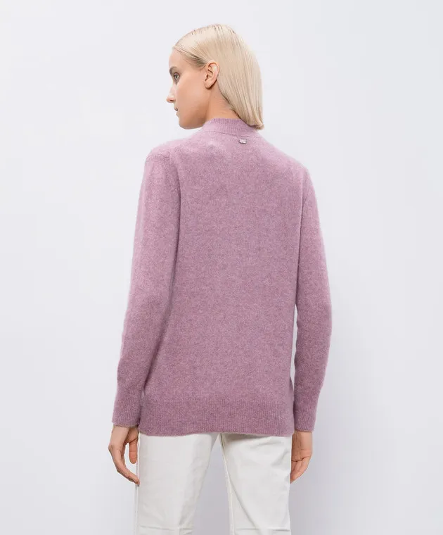 Agnona Maglia bordeaux in cashmere e seta con logo metallico K2081280F080L