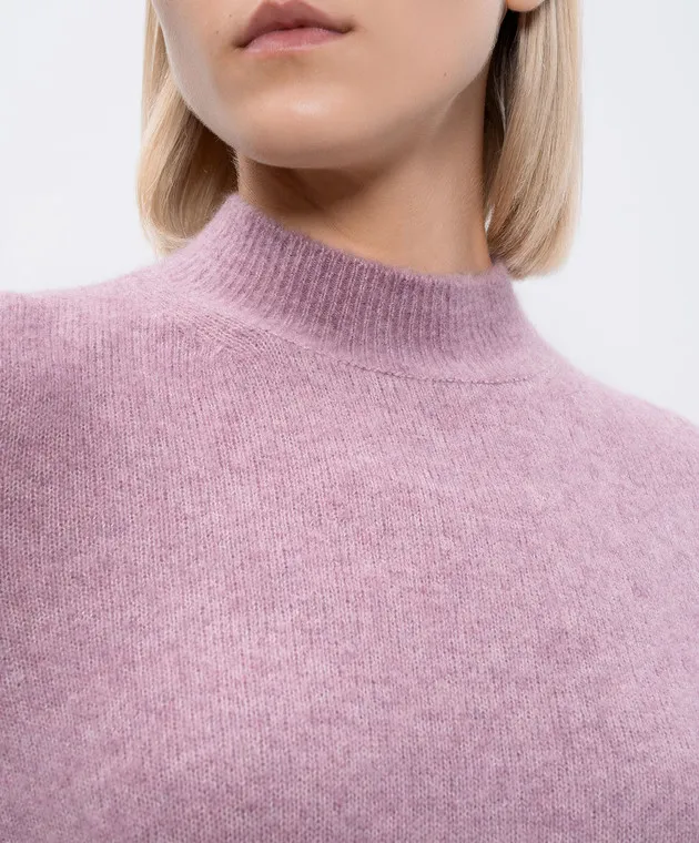 Agnona Maglia bordeaux in cashmere e seta con logo metallico K2081280F080L