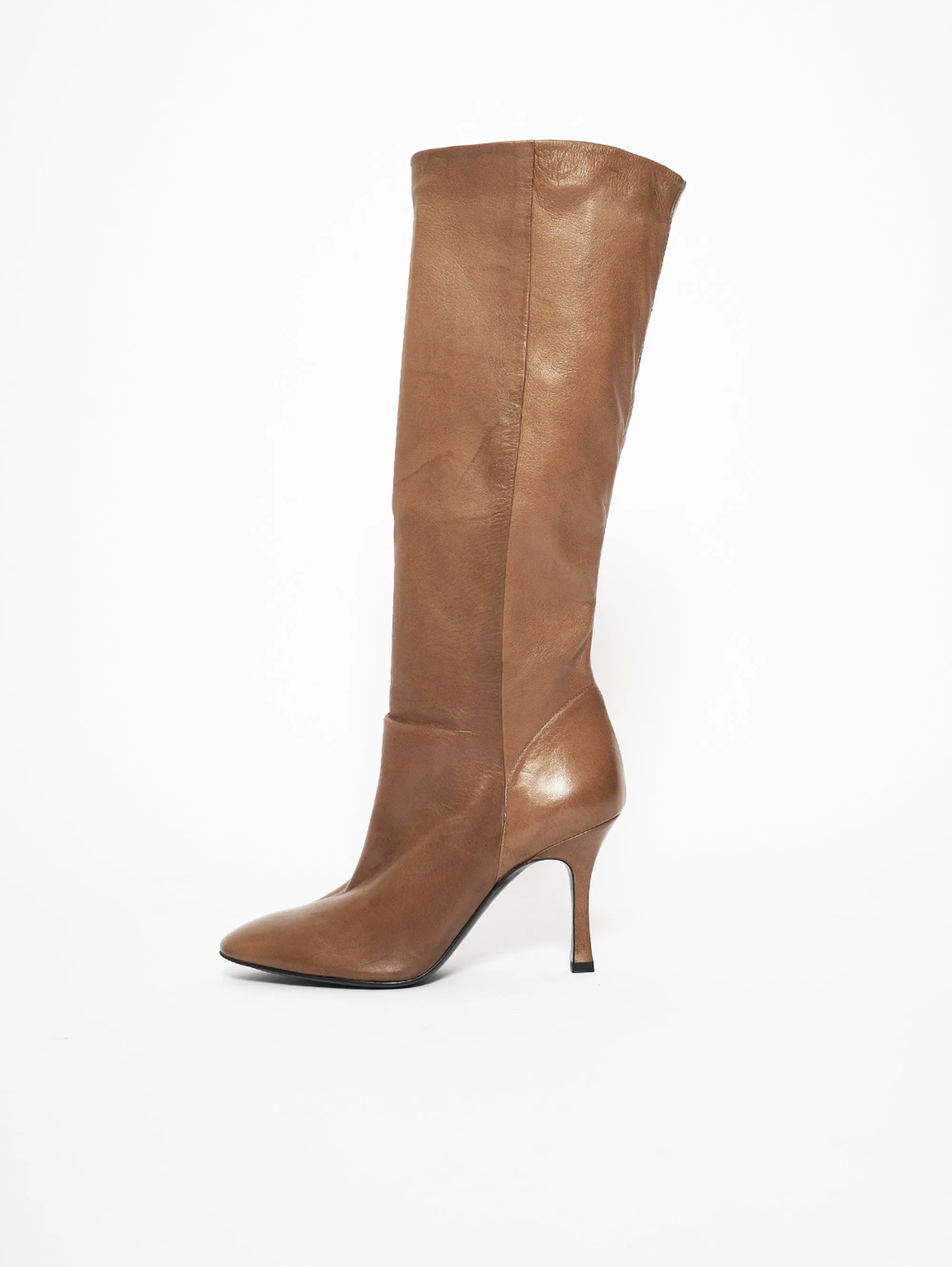 Stivale Alto in Nappa Marrone